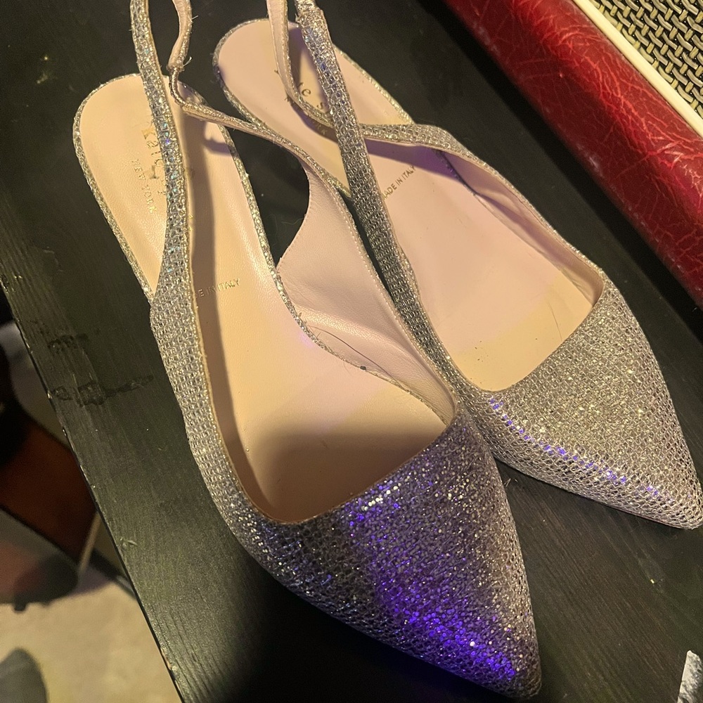 Shimmering gold Kate Spade kitten heels